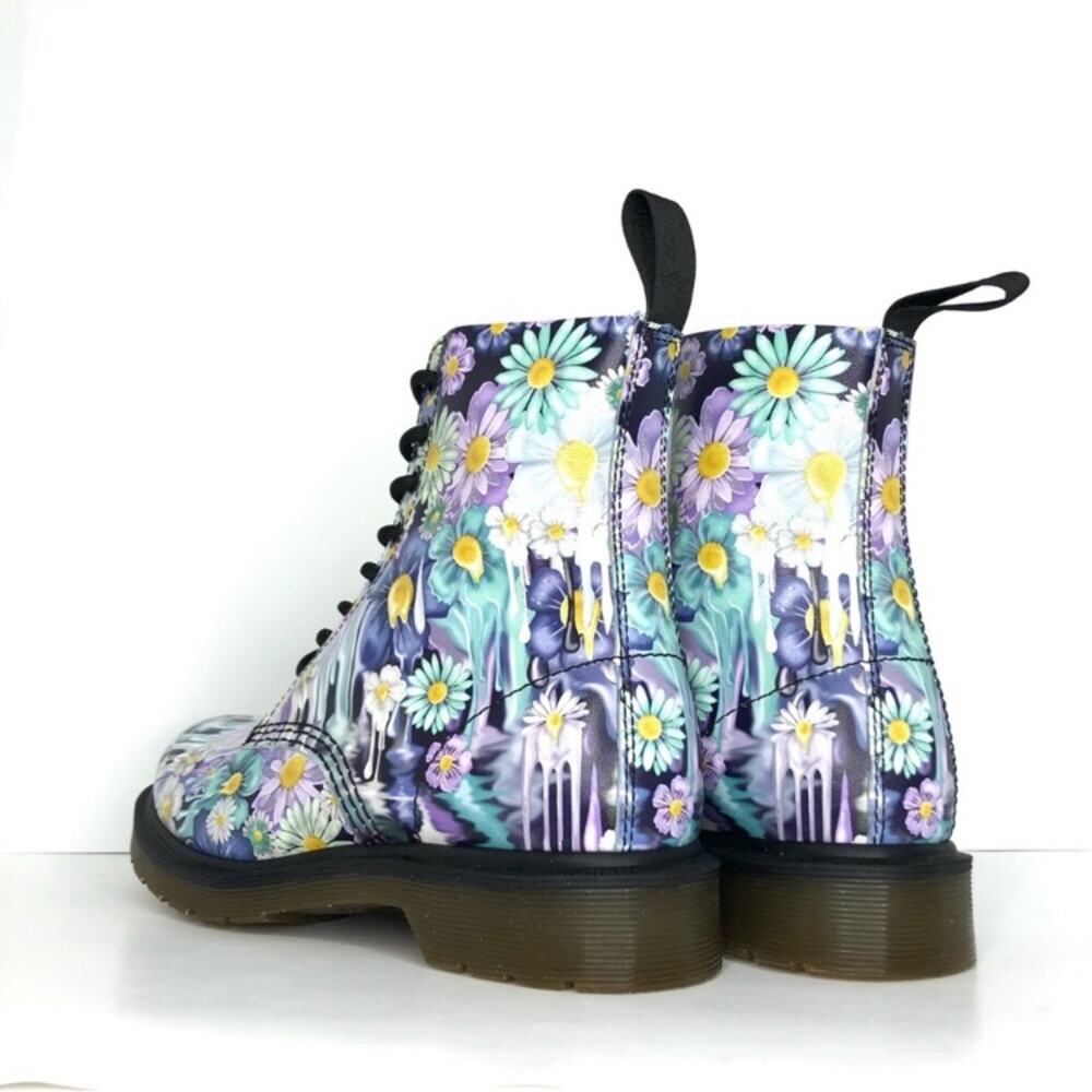 NIB Dr Martens 1460 Paint Slick Slime Floral Lace Up Ankle Boots Women’s 6 Shoes - Picture 5 of 13